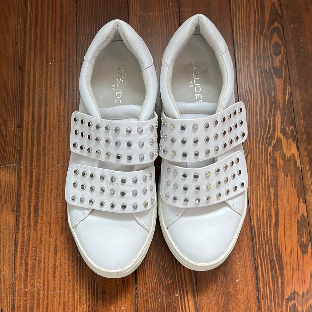 J/Slides NYC sneakers.